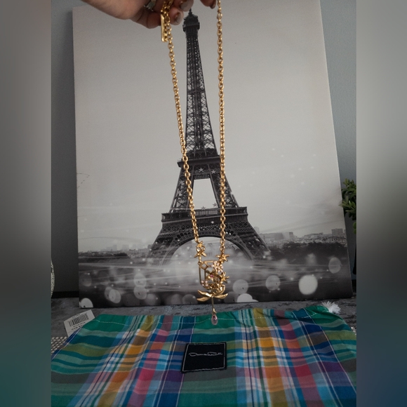 NWT Oscar de la Renta Dragonfly Necklace with Dustbag - Picture 13 of 13